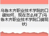 乌鲁木齐职业技术学院的口碑如何，现在怎么样了(乌鲁木齐职业技术学院口碑现状)