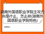 湖南外国语职业学院主攻方向是什么，怎么样(湖南外国语职业学院特色)