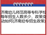 济南幼儿师范高等专科学校每年招生人数多少，政策变动如何(济南幼专招生政策)