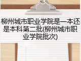 柳州城市职业学院是一本还是本科第二批(柳州城市职业学院批次)