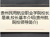 贵州民用航空职业学院校长是谁,校长基本介绍(贵州航院校领导简介)