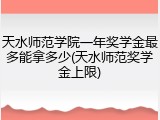 天水师范学院一年奖学金最多能拿多少(天水师范奖学金上限)
