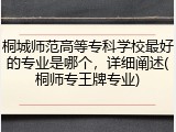 桐城师范高等专科学校最好的专业是哪个，详细阐述(桐师专王牌专业)