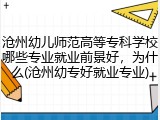 沧州幼儿师范高等专科学校哪些专业就业前景好，为什么(沧州幼专好就业专业)