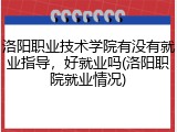 洛阳职业技术学院有没有就业指导，好就业吗(洛阳职院就业情况)