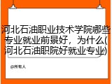 河北石油职业技术学院哪些专业就业前景好，为什么(河北石油职院好就业专业)