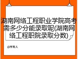 湖南网络工程职业学院高考需多少分能录取呢(湖南网络工程职院录取分数)