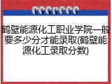 鹤壁能源化工职业学院一般要多少分才能录取(鹤壁能源化工录取分数)