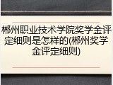郴州职业技术学院奖学金评定细则是怎样的(郴州奖学金评定细则)