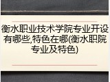 衡水职业技术学院专业开设有哪些,特色在哪(衡水职院专业及特色)
