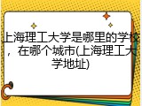 上海理工大学是哪里的学校，在哪个城市(上海理工大学地址)