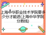 上海中华职业技术学院要多少分才能进(上海中华学院分数线)