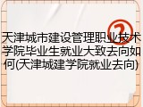 天津城市建设管理职业技术学院毕业生就业大致去向如何(天津城建学院就业去向)