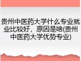贵州中医药大学什么专业就业比较好，原因是啥(贵州中医药大学优势专业)