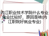 内江职业技术学院什么专业就业比较好，原因是啥(内江职院好就业专业)