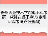 贵州职业技术学院能不能考研，成绩在哪里查询(贵州职院考研成绩查询)