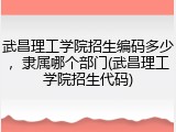 武昌理工学院招生编码多少，隶属哪个部门(武昌理工学院招生代码)