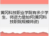 黄冈科技职业学院有多少学生，师资力量如何(黄冈科技职院规模师资)