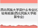 西北民族大学读什么专业比较有前景(西北民族大学前景专业)