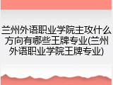 兰州外语职业学院主攻什么方向有哪些王牌专业(兰州外语职业学院王牌专业)