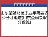 山东圣翰财贸职业学院要多少分才能进(山东圣翰录取分数线)
