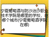 宁夏葡萄酒与防沙治沙职业技术学院是哪里的学校，在哪个城市(宁夏葡萄酒学院在哪)