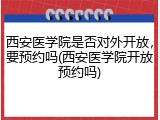 西安医学院是否对外开放，要预约吗(西安医学院开放预约吗)