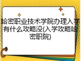 哈密职业技术学院办理入学有什么攻略没(入学攻略哈密职院)