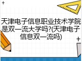 天津电子信息职业技术学院是双一流大学吗?(天津电子信息双一流吗)