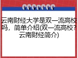 云南财经大学是双一流高校吗，简单介绍(双一流高校？云南财经简介)