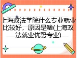 上海政法学院什么专业就业比较好，原因是啥(上海政法就业优势专业)