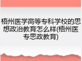 梧州医学高等专科学校的思想政治教育怎么样(梧州医专思政教育)
