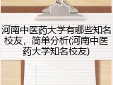 河南中医药大学有哪些知名校友，简单分析(河南中医药大学知名校友)