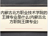 内蒙古北方职业技术学院的王牌专业是什么(内蒙古北方职院王牌专业)