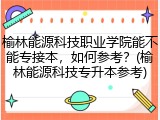 榆林能源科技职业学院能不能专接本，如何参考？(榆林能源科技专升本参考)