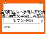 宝鸡职业技术学院共开设有哪些类型奖学金(宝鸡职院奖学金种类)