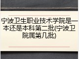 宁波卫生职业技术学院是一本还是本科第二批(宁波卫院属第几批)