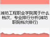 潍坊工程职业学院属于什么档次，专业排行分析(潍坊职院档次排行)