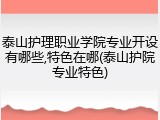 泰山护理职业学院专业开设有哪些,特色在哪(泰山护院专业特色)