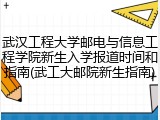 武汉工程大学邮电与信息工程学院新生入学报道时间和指南(武工大邮院新生指南)