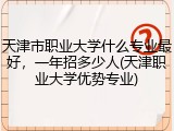 天津市职业大学什么专业最好，一年招多少人(天津职业大学优势专业)