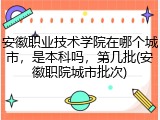 安徽职业技术学院在哪个城市，是本科吗，第几批(安徽职院城市批次)