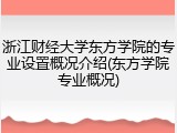 浙江财经大学东方学院的专业设置概况介绍(东方学院专业概况)
