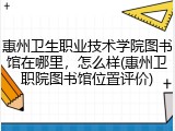 惠州卫生职业技术学院图书馆在哪里，怎么样(惠州卫职院图书馆位置评价)