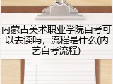 内蒙古美术职业学院自考可以去读吗，流程是什么(内艺自考流程)