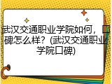 武汉交通职业学院如何，口碑怎么样？(武汉交通职业学院口碑)