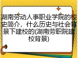 湖南劳动人事职业学院的校史简介，什么历史与社会背景下建校的(湖南劳职院建校背景)