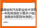 湖南吉利汽车职业技术学院一年财政拨款大概多少钱(湖南吉利职院年拨款)