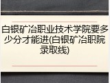 白银矿冶职业技术学院要多少分才能进(白银矿冶职院录取线)