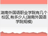 湖南外国语职业学院有几个校区,有多少人(湖南外国语学院规模)